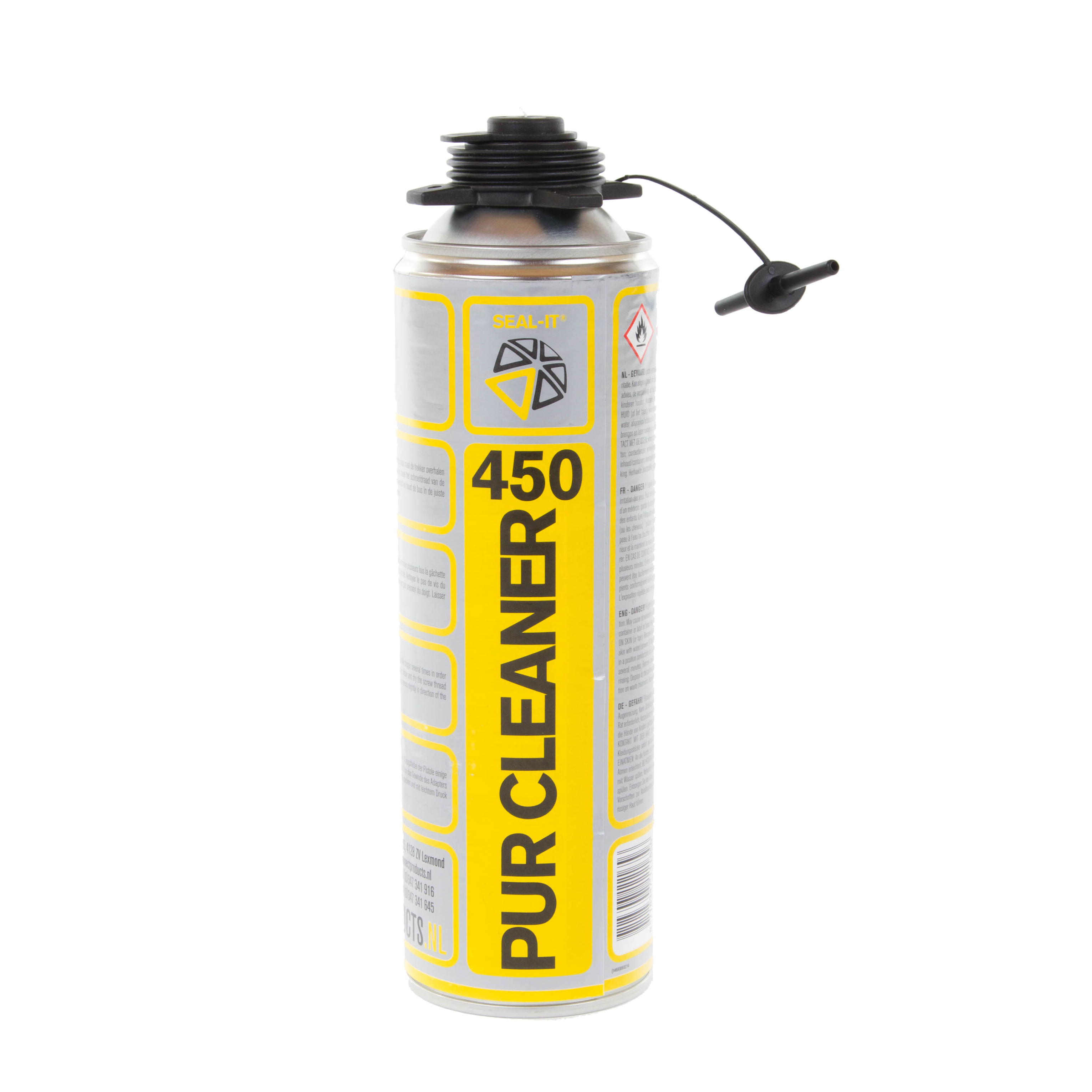 AFINOL OAF PRO PU Foam Pur schuim Seal-it 450 PUR CLEANER effectief snel werkend reinigingsmiddel verwijderen oplossen van niet uitgeharde vlekken en resten PU-schuim en doorspoelen pur-pistolen